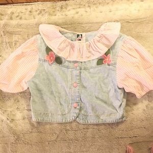 80’s Glam denim jacket or shirt puff sleeves